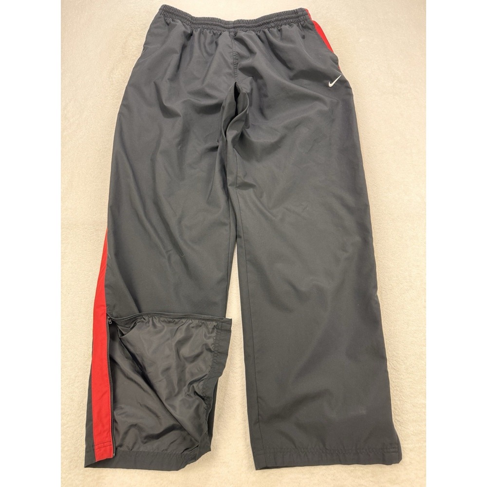 Nike Windbreaker Track Pants Men XXL Black‎ Red Trim Zip Ankle Pockets Parachute